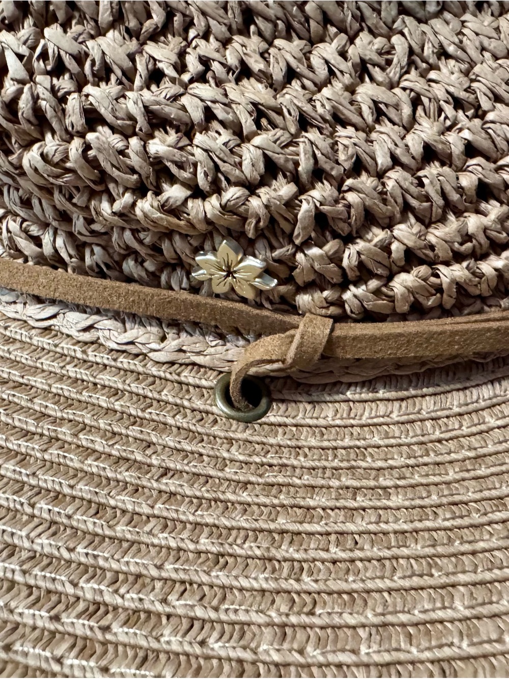 Capelli of New York Natural Beige Woven Straw Hat with Suede Band